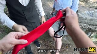 Amateur. Little redhead whore with natural tits showed her sex skills in public in front of her BF
