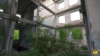 Amateur. Hot Russian brunette unleashed herself and fucked in public ruins in front of her BF