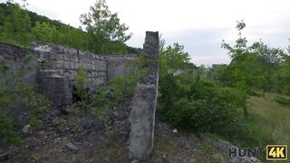 Amateur. Hot Russian brunette unleashed herself and fucked in public ruins in front of her BF