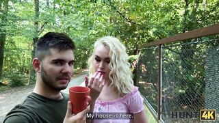 Amateur. Young blonde babe was moaning so hard while Hunter fucked her outdoors