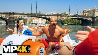 Amateur. After fun on catamaran busty beauty sucking hunters dick in forest