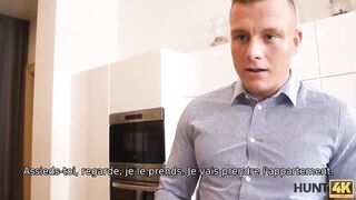 Amateur. Smart hunter seduces skinny blonde while checking out a new apartment