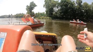 Amateur For money chesty hottie is drilled by hunter in forest near BF