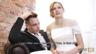 Amateur. Cute bride gets fucked for cash in front of her groom