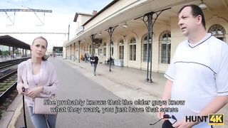 Amateur. Elegant coquette makes money for train using her sexy body